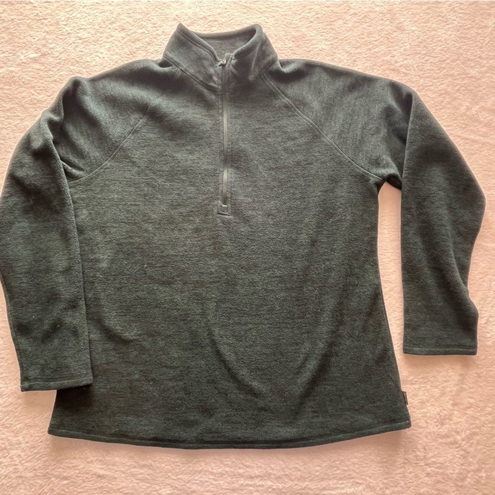 Eddie Bauer Heathered Green Quarter Zip Fleece- Size L